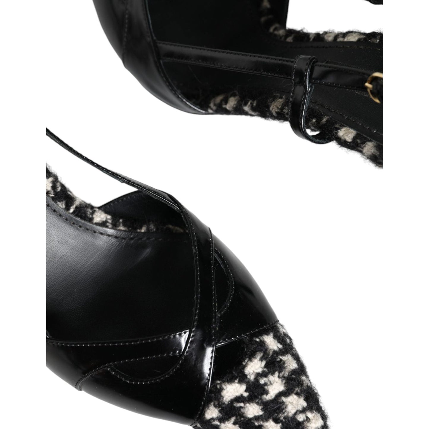 Dolce & Gabbana Black Leather Houndstooth Slingback Shoes Dolce & Gabbana