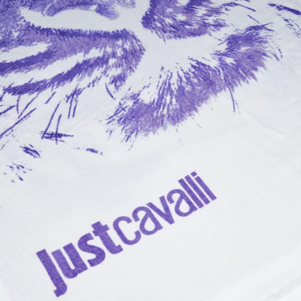 Just Cavalli White Cotton Men Beach Towel Just Cavalli