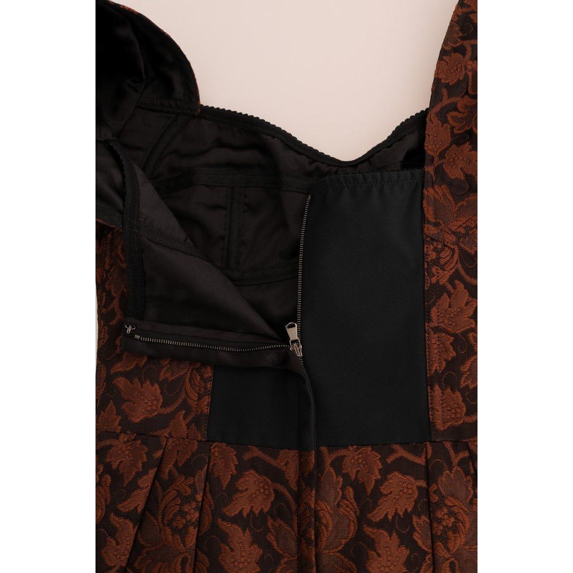 Dolce & Gabbana Chic Brown Mini Wool Blend Dress Dresses Dolce & Gabbana