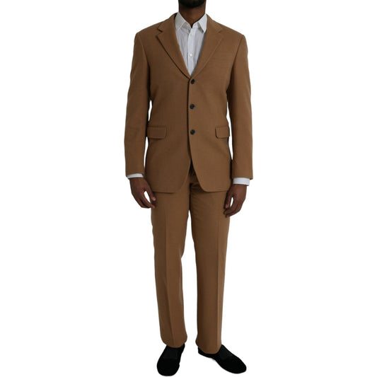 Brown Cashmere 2 Piece Single Breasted Suit Prada