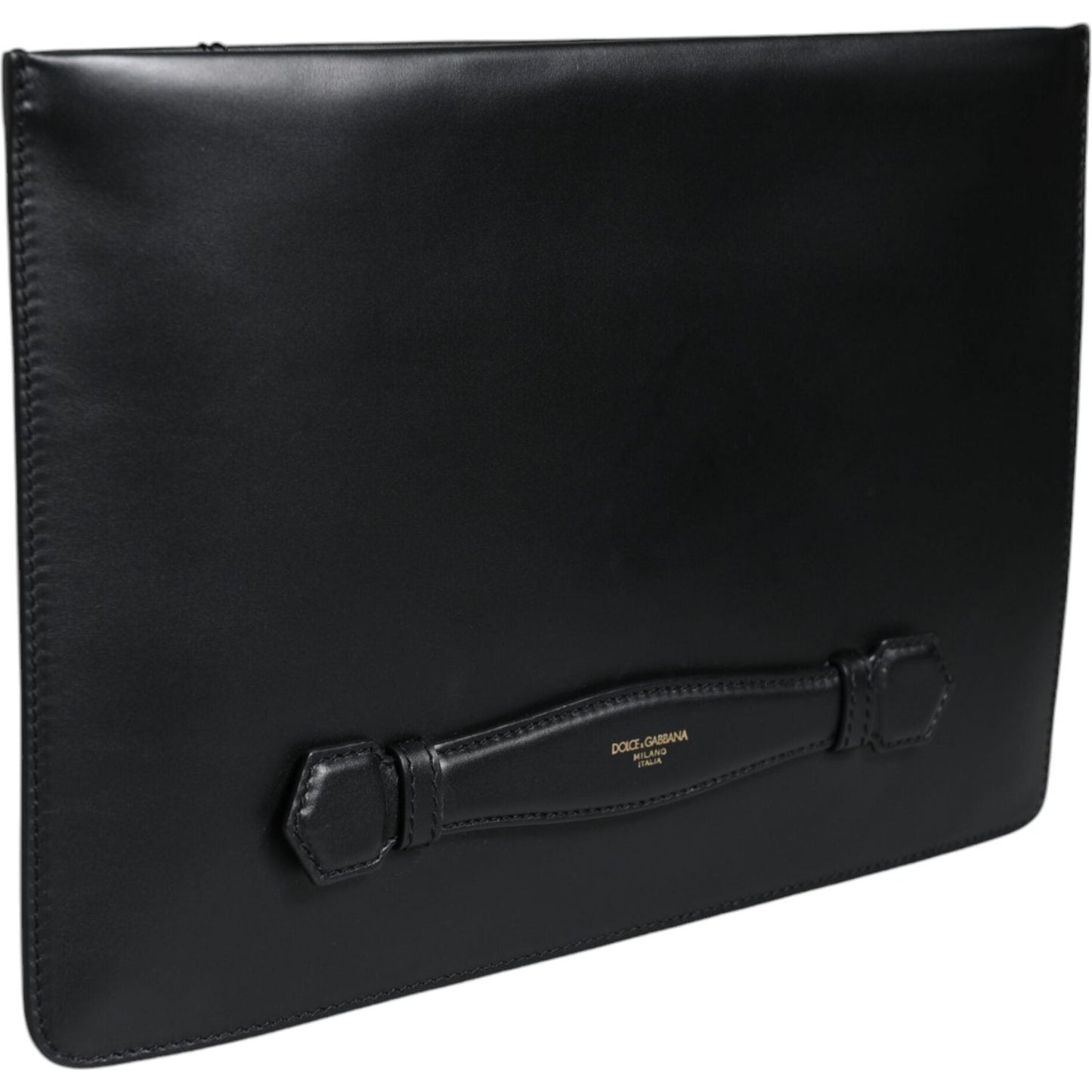 Dolce & Gabbana Black Calfskin Leather Mediterranean Pouch Bag Dolce & Gabbana