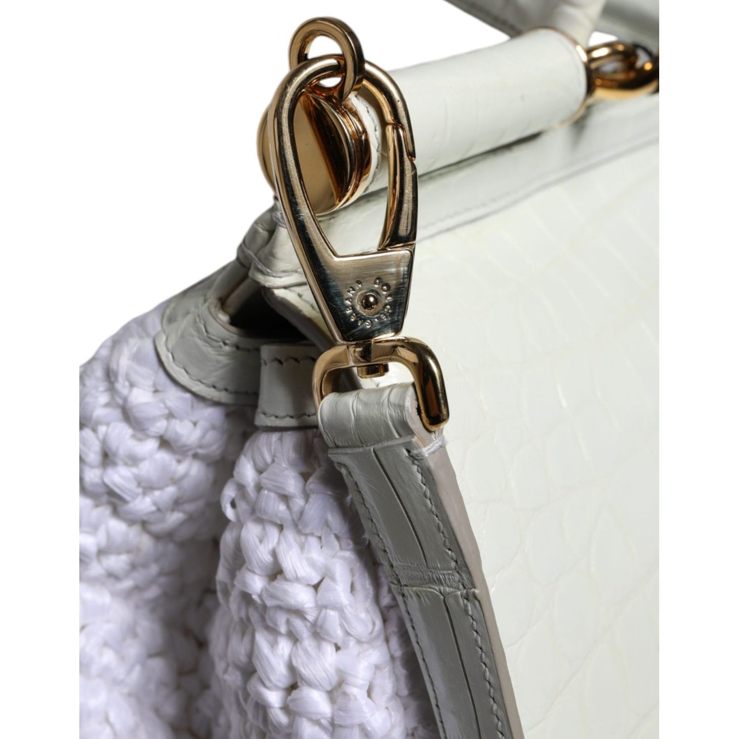 Dolce & Gabbana White Rafia Leather SICILY Crossbody Bag Dolce & Gabbana