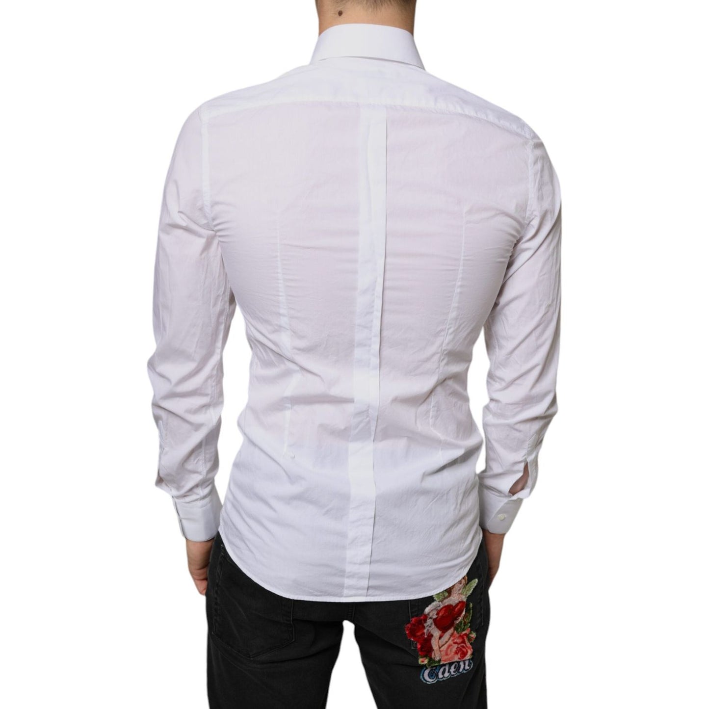 Dolce & Gabbana White Cotton Collared Men Formal Dress Shirt Dolce & Gabbana