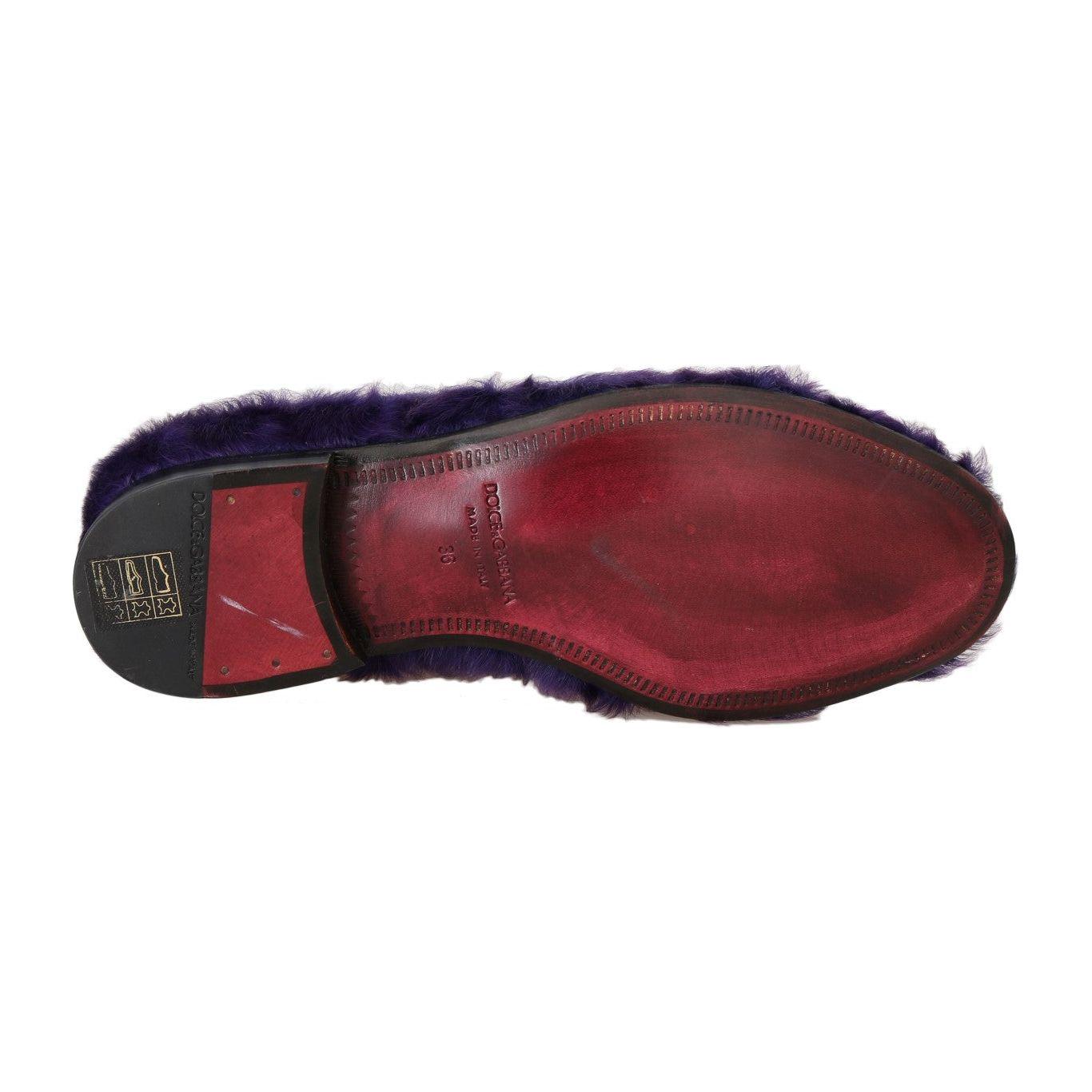 Dolce & Gabbana Plush Purple Sheep Fur Loafers Dolce & Gabbana