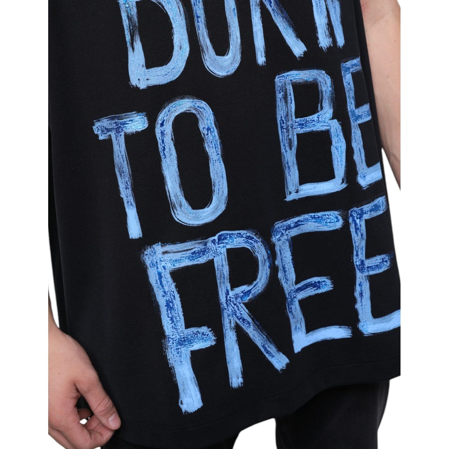 Dolce & Gabbana Black Cotton Born To Be Free Sleeveless T-shirt Dolce & Gabbana