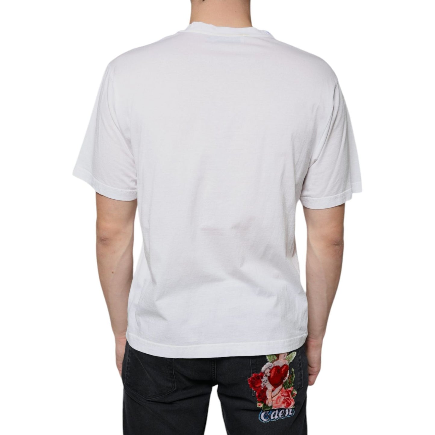 Dolce & Gabbana White Cotton DG Logo Print Casual T-shirt Dolce & Gabbana