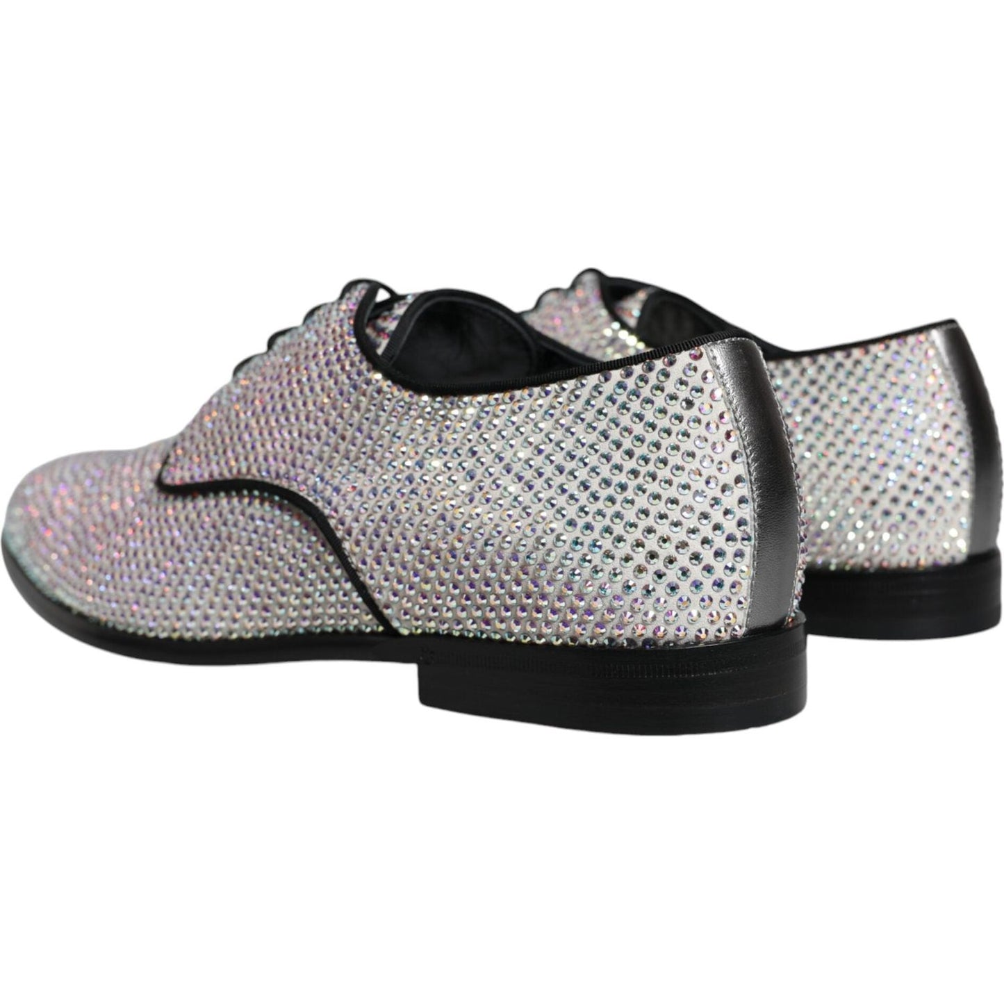 Dolce & Gabbana Silver Leather Rhinestones Derby Dress Shoes Dolce & Gabbana