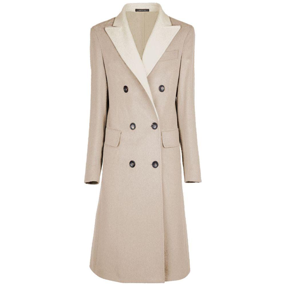 Made in Italy Beige Virgin Wool Women Coat Made in Italy