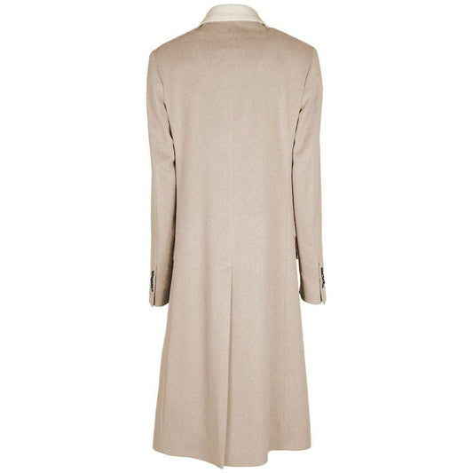 Made in Italy Beige Virgin Wool Women Coat Made in Italy