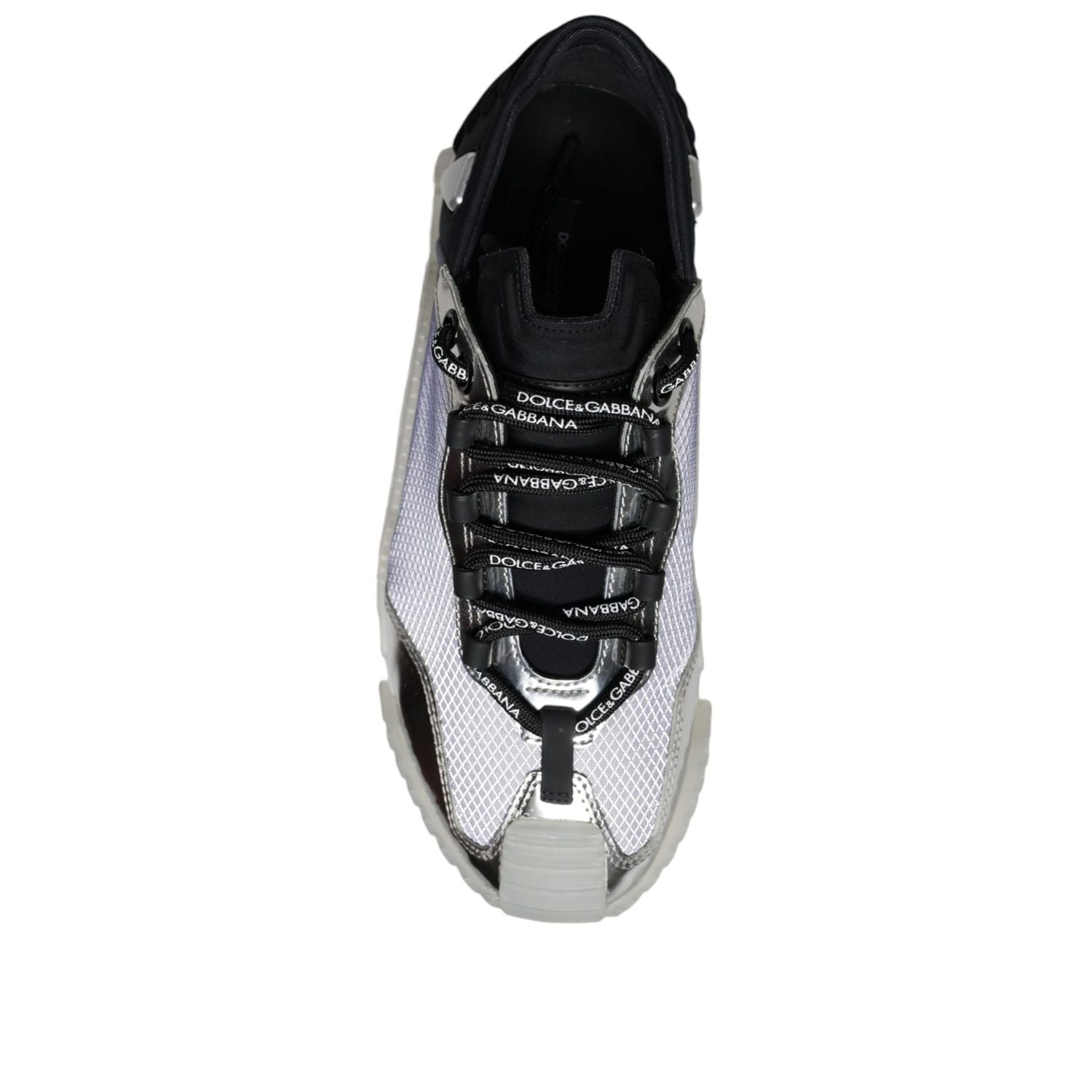 Dolce & Gabbana Silver Black Nylon NS1 Low Top Sneakers Shoes