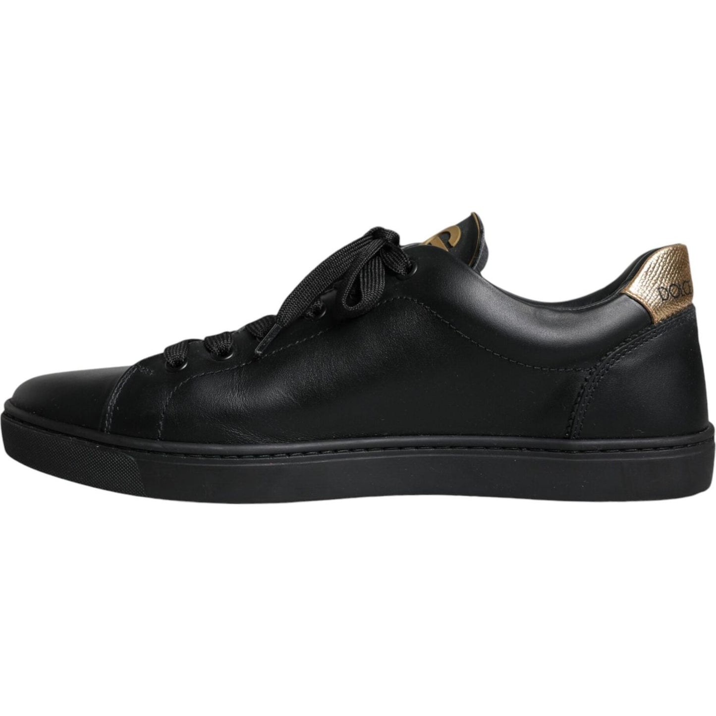 Dolce & Gabbana Black Leather Heart Low Top Casual Sneaker Shoes Dolce & Gabbana