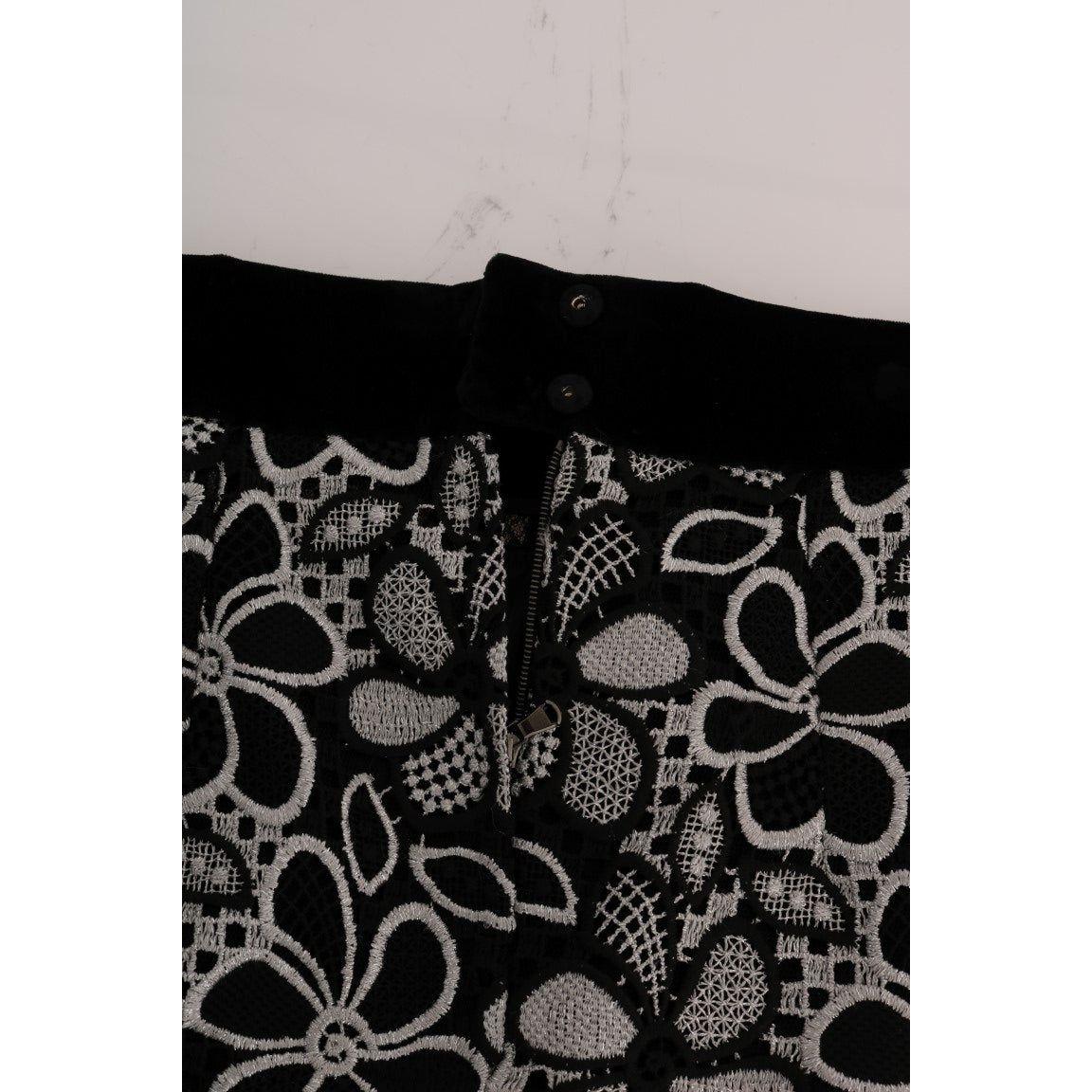 Dolce & Gabbana Floral Macramé Lace Crystal Button Skirt 10% cotton,1728,30% nylon,30% polyester,67345645728,Clothing,Dolce & Gabbana,IT40|S,Material: 30% lurex,Mini - Skirts - Clothing,Multicolor,New with tags,Skirts - Clothing,Skirts - Women - Clothing,