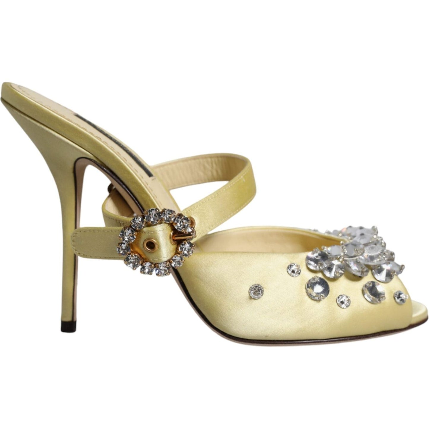 Dolce & Gabbana Yellow Crystal Slides Heels Sandals Shoes Dolce & Gabbana