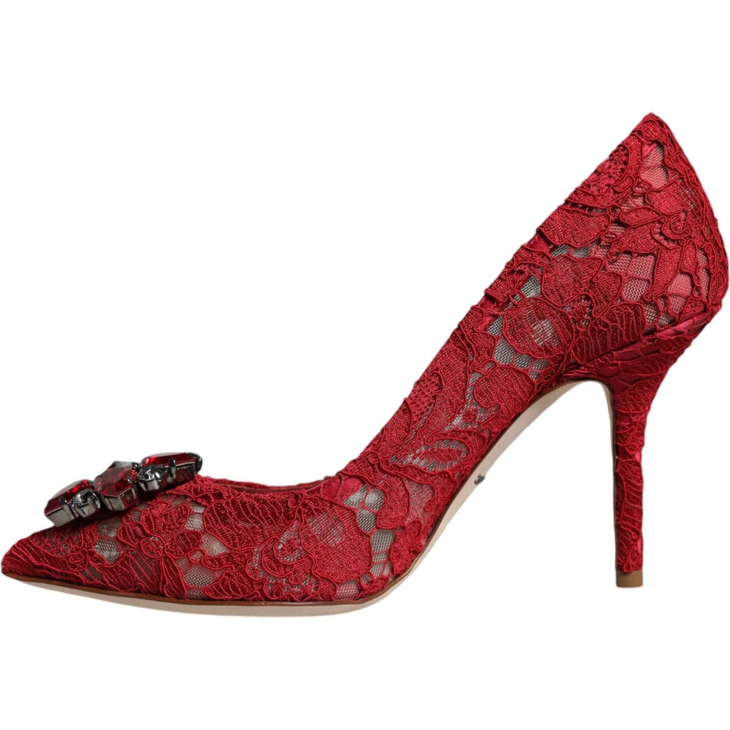 Dolce & Gabbana Red Taormina Lace Crystal Heels Pumps Shoes Dolce & Gabbana