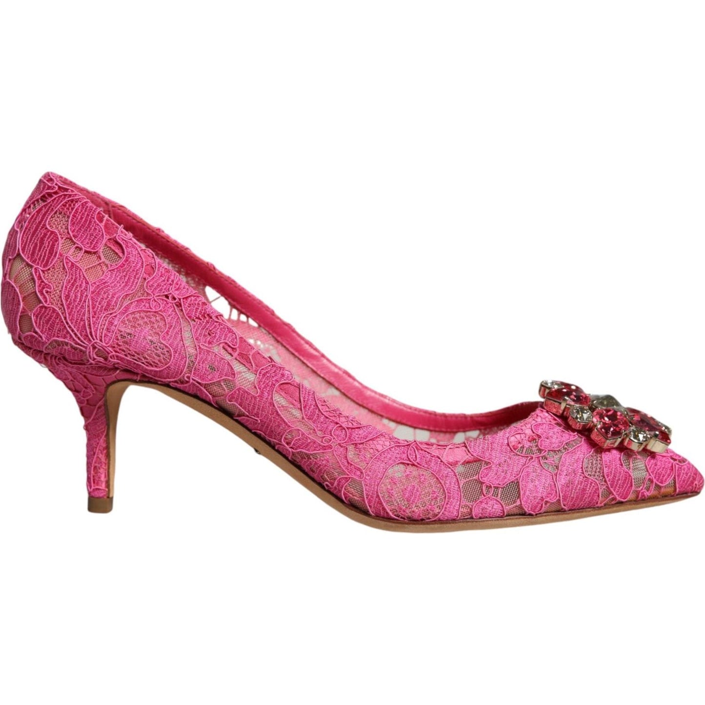 Dolce & Gabbana Pink Taormina Lace Crystal Heels Pumps Shoes Dolce & Gabbana