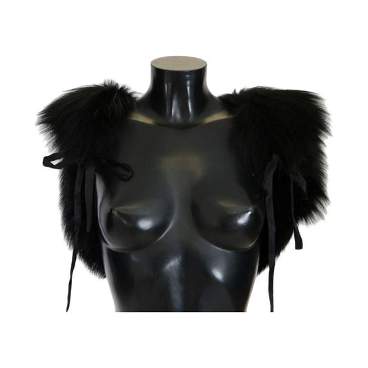 Dolce & Gabbana Black Silver Fox Fur Scarf