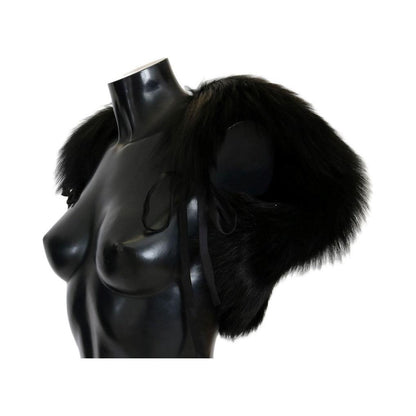 Dolce & Gabbana Black Silver Fox Fur Scarf Fur Scarves