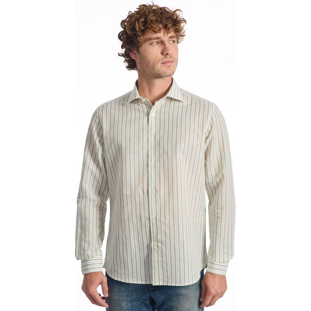 Baldinini Trend Beige Cotton Men Shirt Baldinini Trend