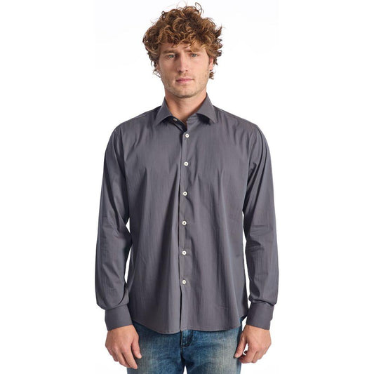 Baldinini Trend Gray Cotton Men Shirt Baldinini Trend