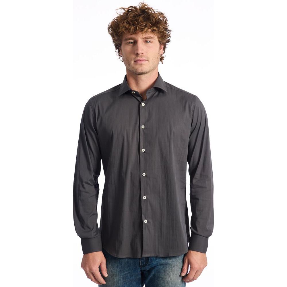 Baldinini Trend Gray Cotton Men Shirt Baldinini Trend