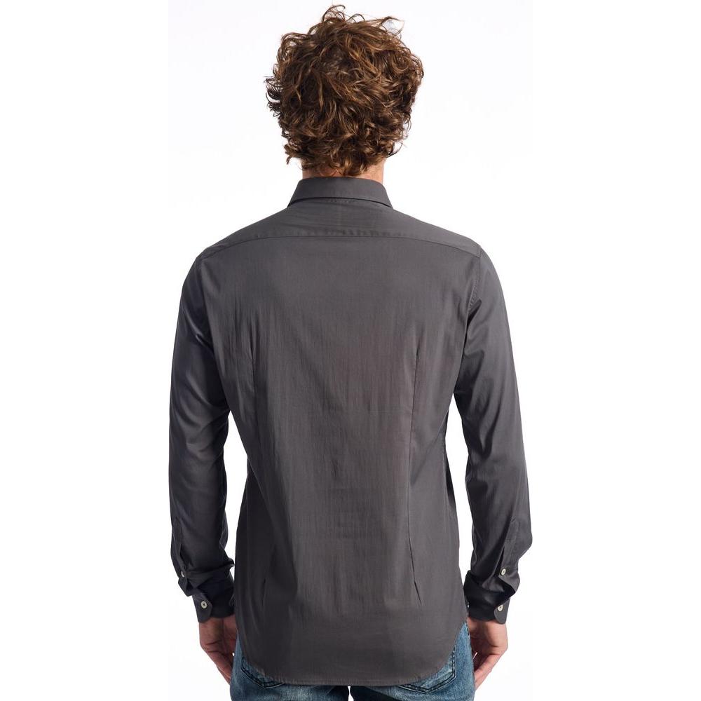 Baldinini Trend Gray Cotton Men Shirt Baldinini Trend