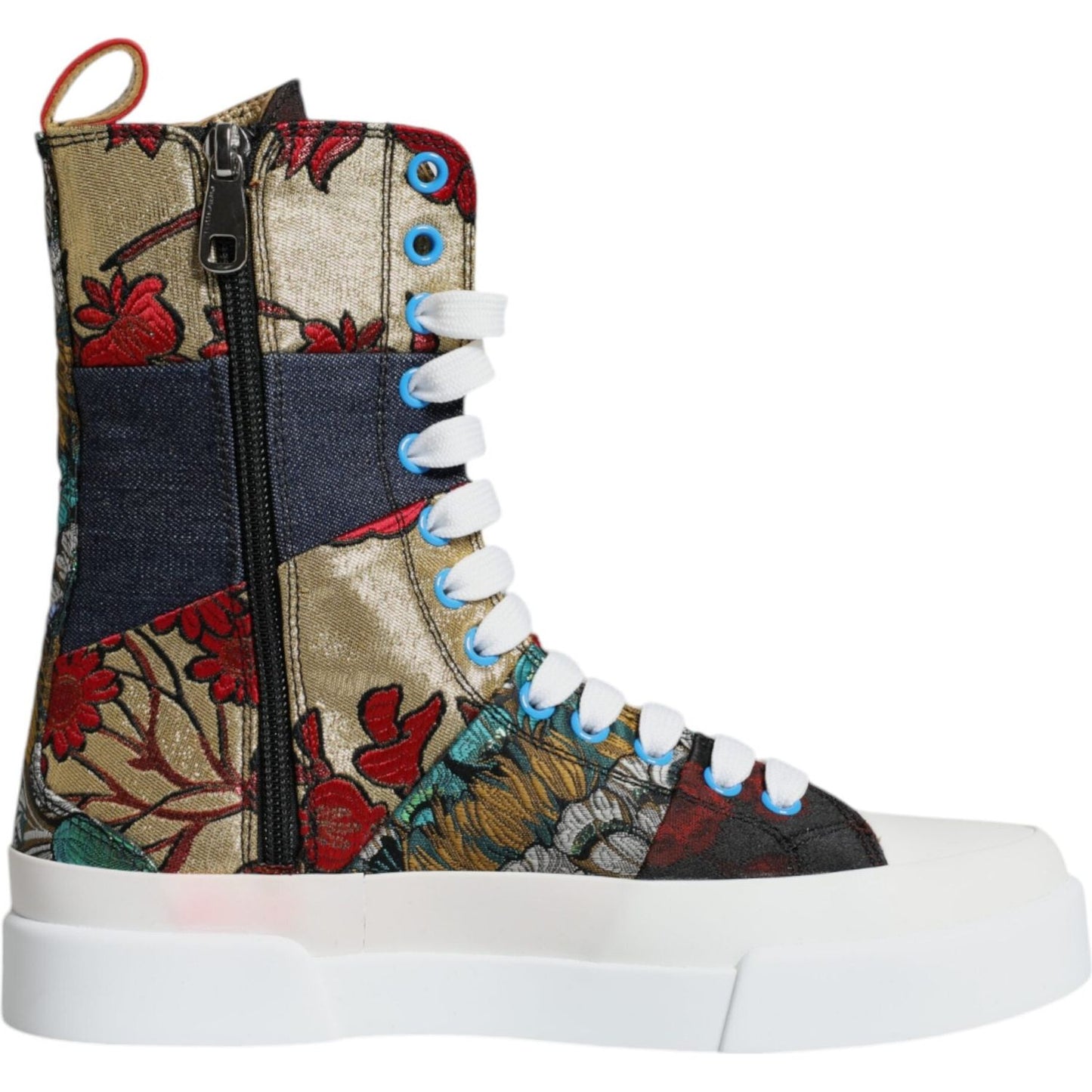 Dolce & Gabbana Multicolor Patchwork Logo High Top Sneakers Shoes Dolce & Gabbana