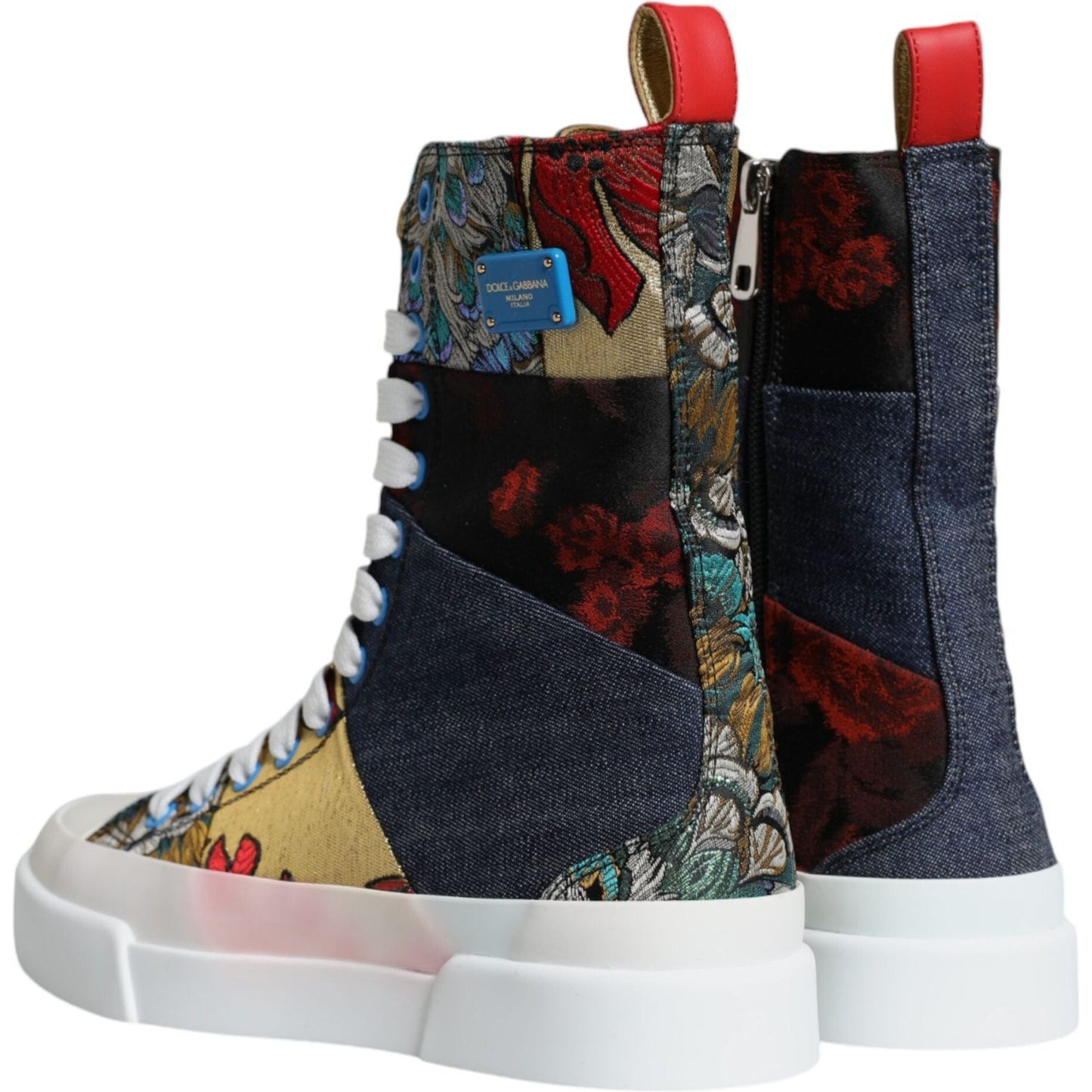 Dolce & Gabbana Multicolor Patchwork Logo High Top Sneakers Shoes Dolce & Gabbana