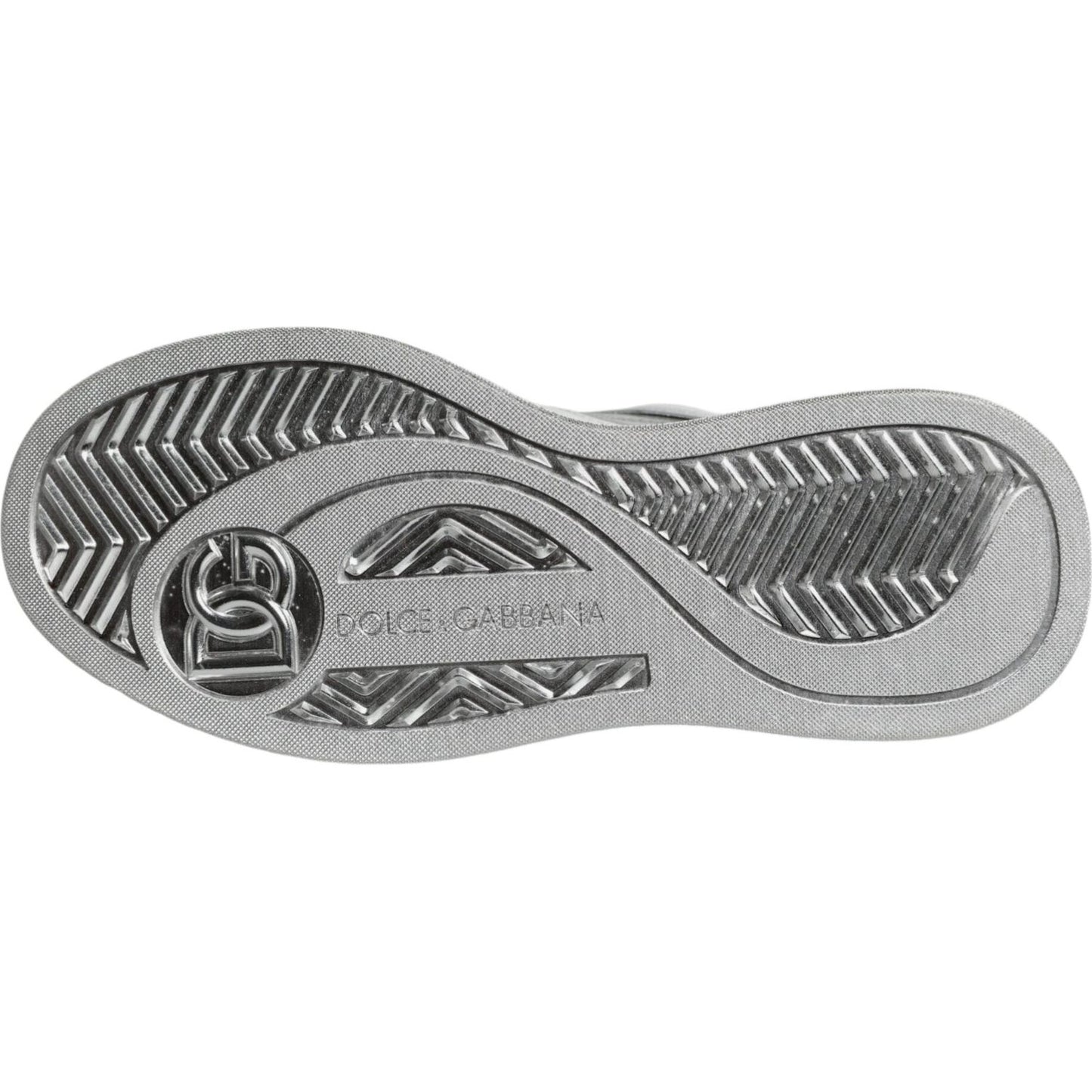 Dolce & Gabbana White Silver Leather Low Top Sneakers Shoes