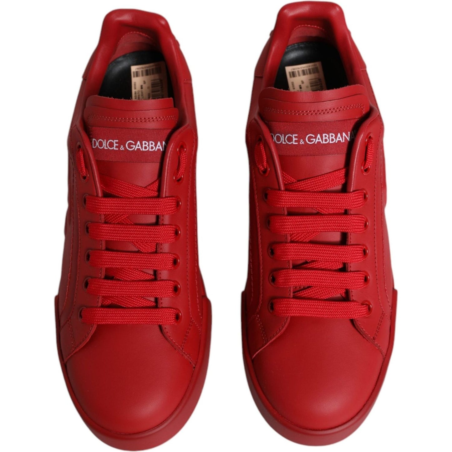 Dolce & Gabbana Red Leather Low Top Women Sneakers Shoes Dolce & Gabbana