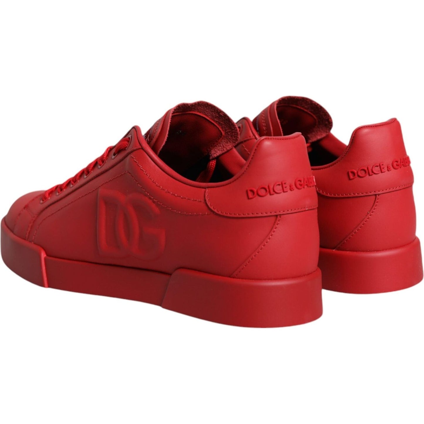 Dolce & Gabbana Red Leather Low Top Women Sneakers Shoes Dolce & Gabbana