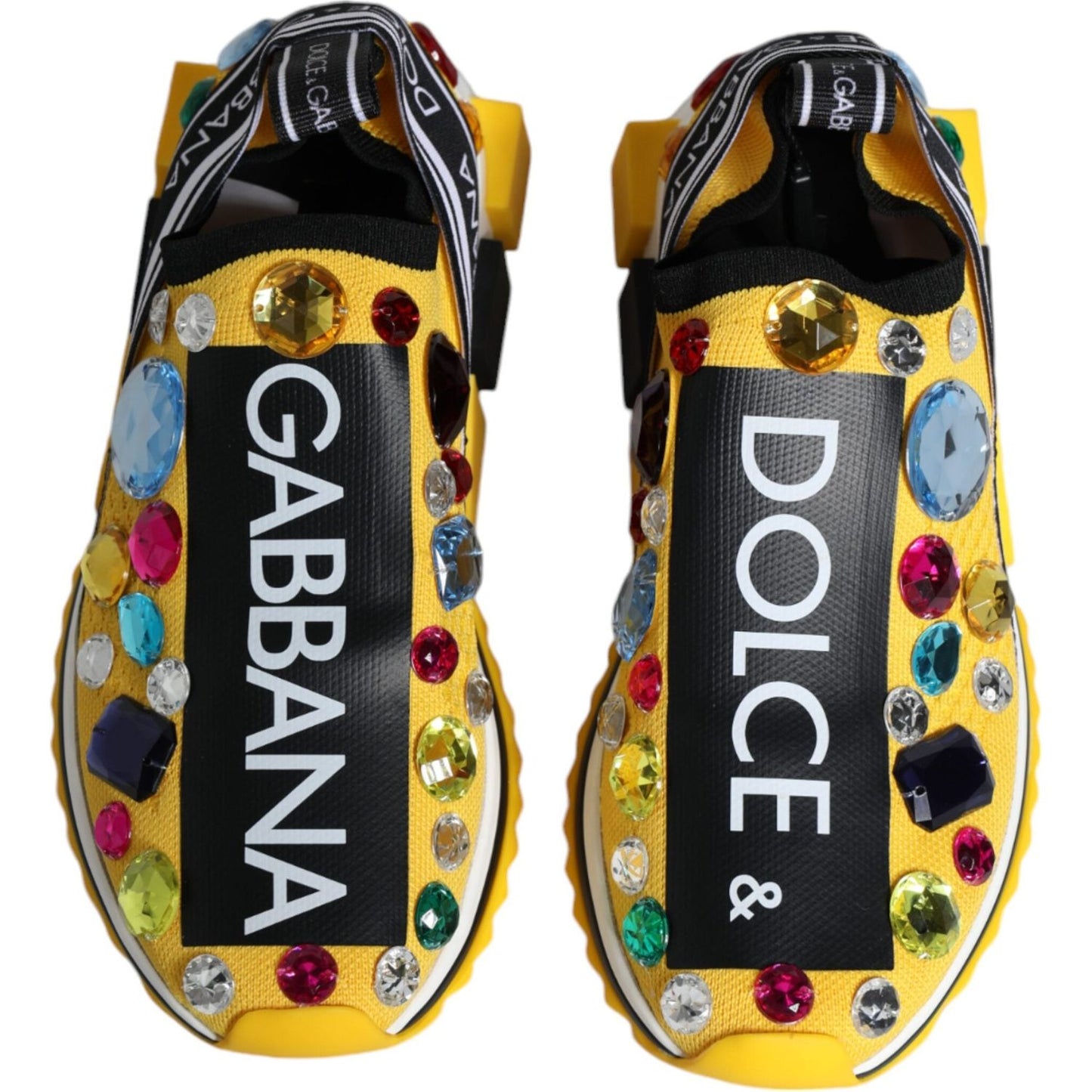 Dolce & Gabbana Yellow Sorrento Crystals Low Top Sneakers Shoes Dolce & Gabbana