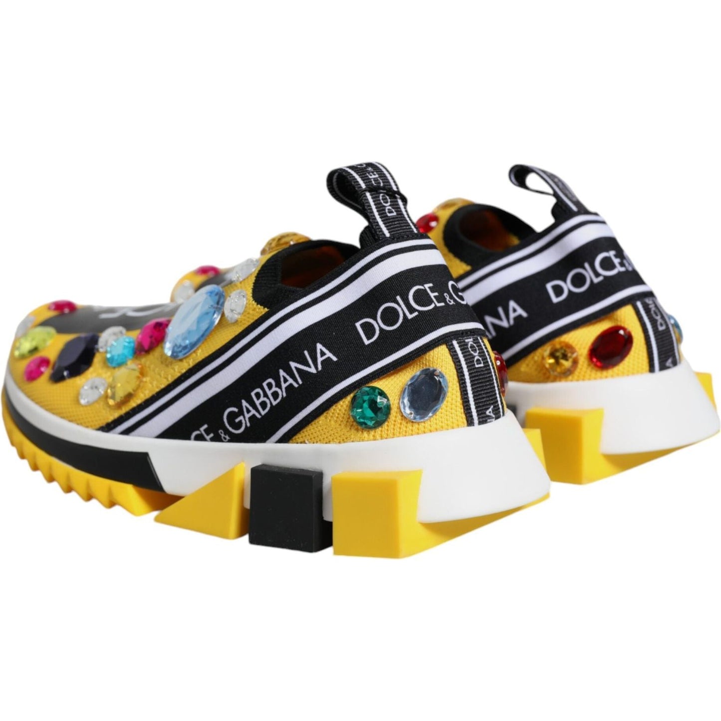 Dolce & Gabbana Yellow Sorrento Crystals Low Top Sneakers Shoes Dolce & Gabbana