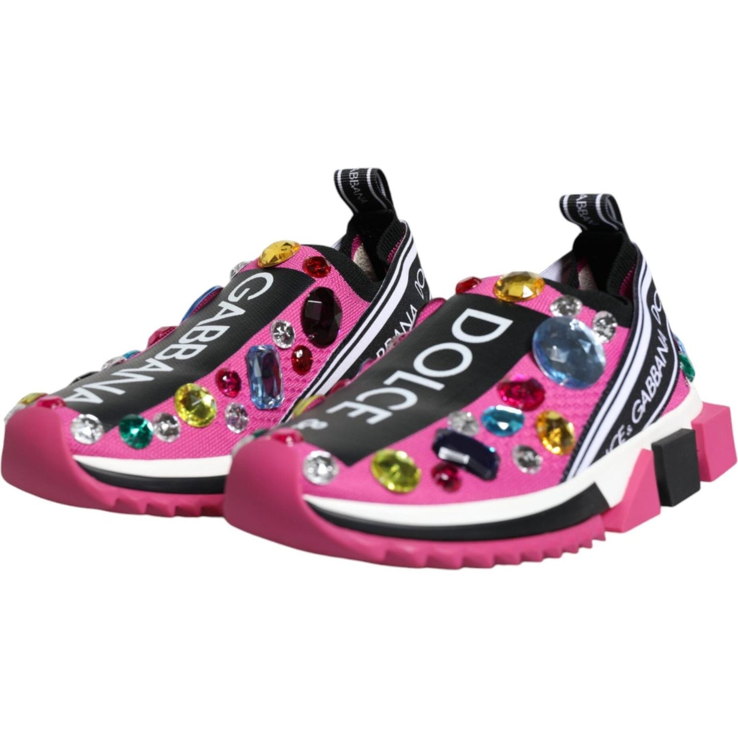 Dolce & Gabbana Pink Sorrento Crystals Low Top Sneakers Shoes Dolce & Gabbana