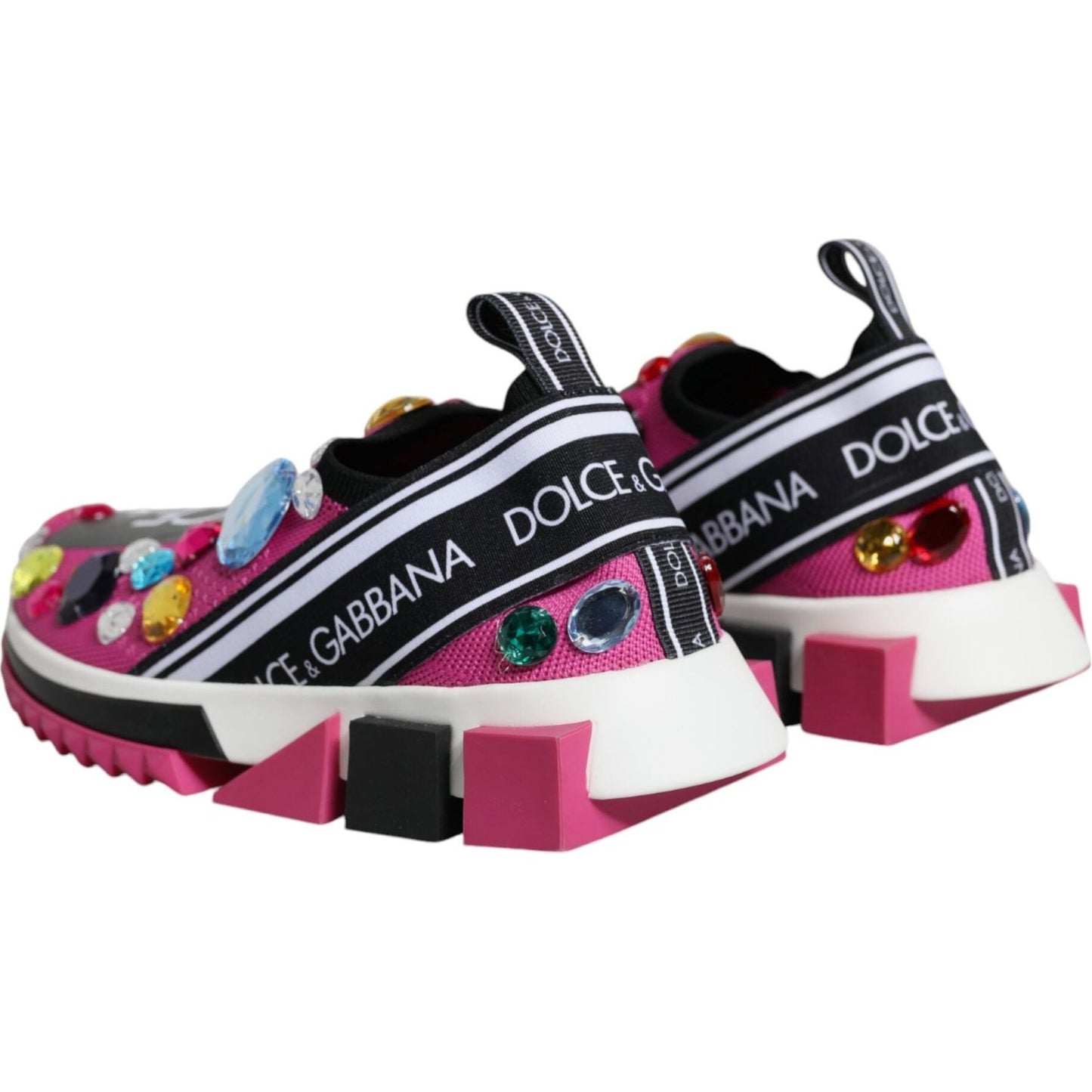 Dolce & Gabbana Pink Sorrento Crystals Low Top Sneakers Shoes Dolce & Gabbana