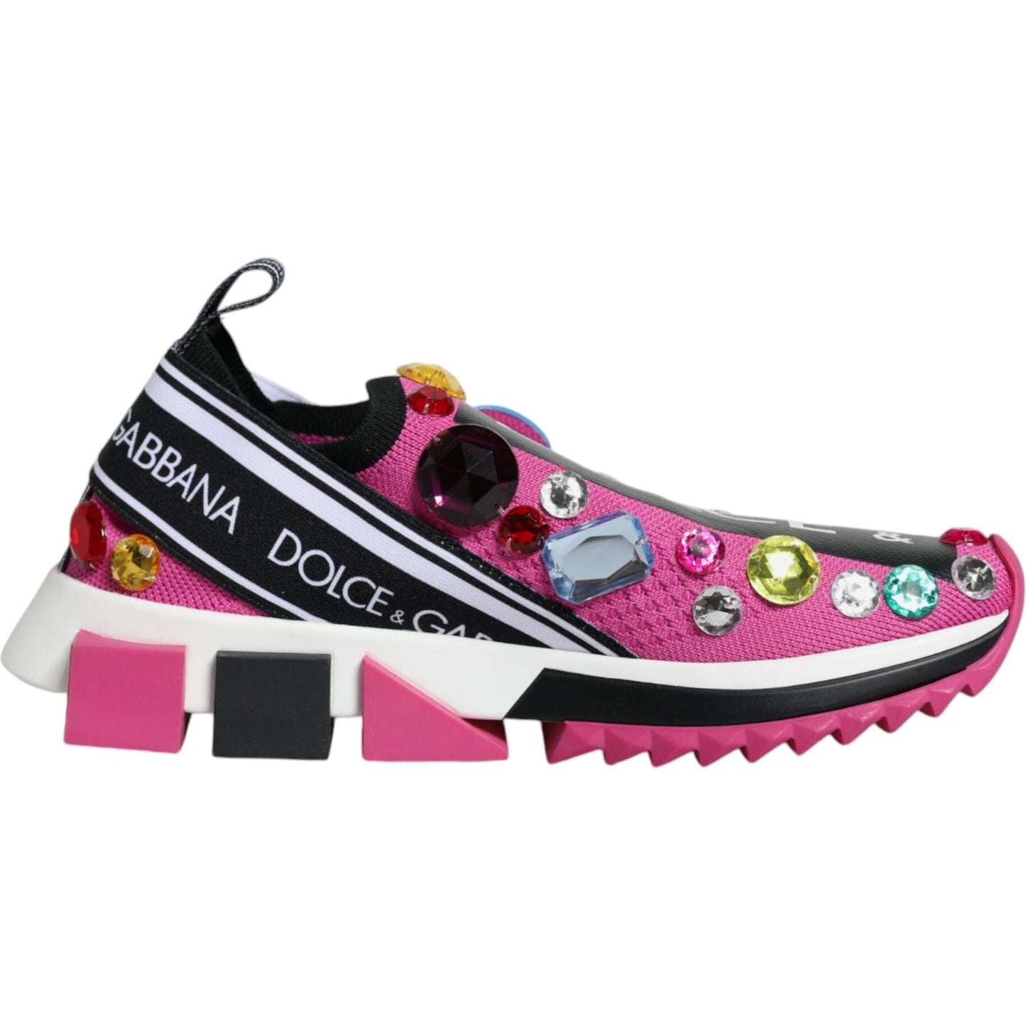 Dolce & Gabbana Pink Sorrento Crystals Low Top Sneakers Shoes Dolce & Gabbana