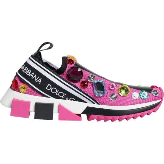 Dolce & Gabbana Pink Sorrento Crystals Low Top Sneakers Shoes Dolce & Gabbana