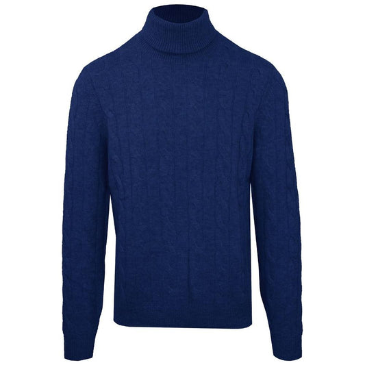 Malo Blue Wool Men Turtleneck Sweater Malo