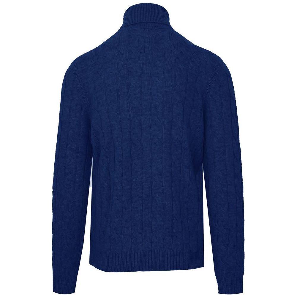 Malo Blue Wool Men Turtleneck Sweater Malo