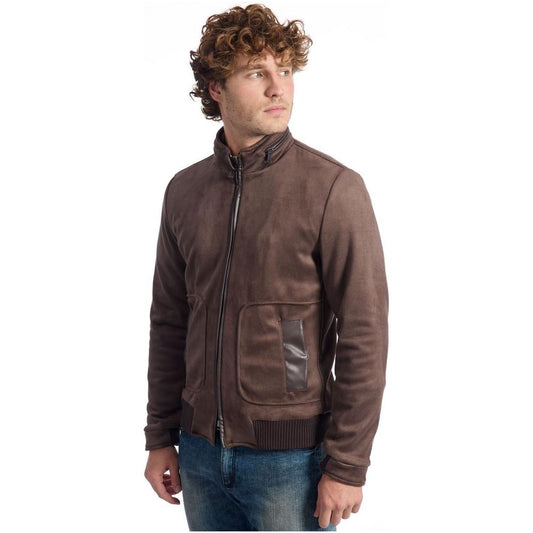 Roberto Pepe Luxury Brown Ecomontone Men Jacket Roberto Pepe Luxury