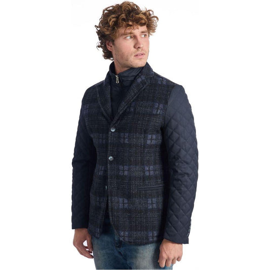 Roberto Pepe Luxury Blue Wool Men Jacket Roberto Pepe Luxury