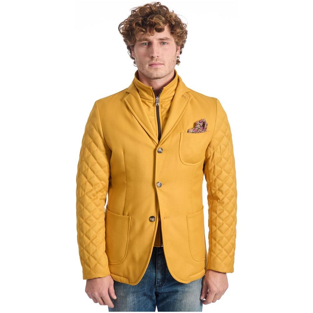 Roberto Pepe Luxury Yellow Viscose Men Jacket Roberto Pepe Luxury