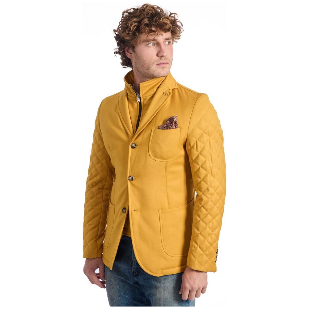 Roberto Pepe Luxury Yellow Viscose Men Jacket Roberto Pepe Luxury