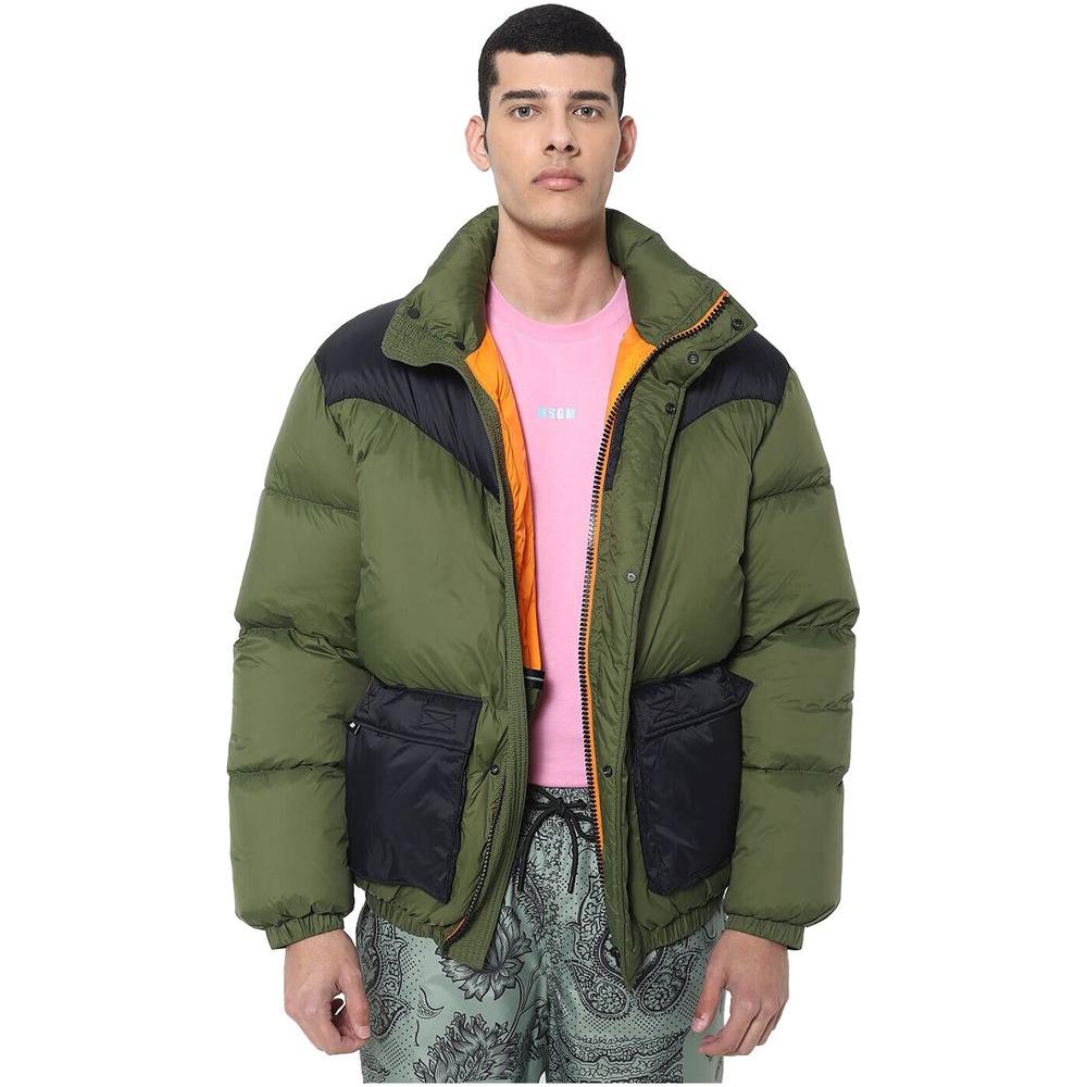 MSGM Green Nylon Men Bomber Jacket MSGM