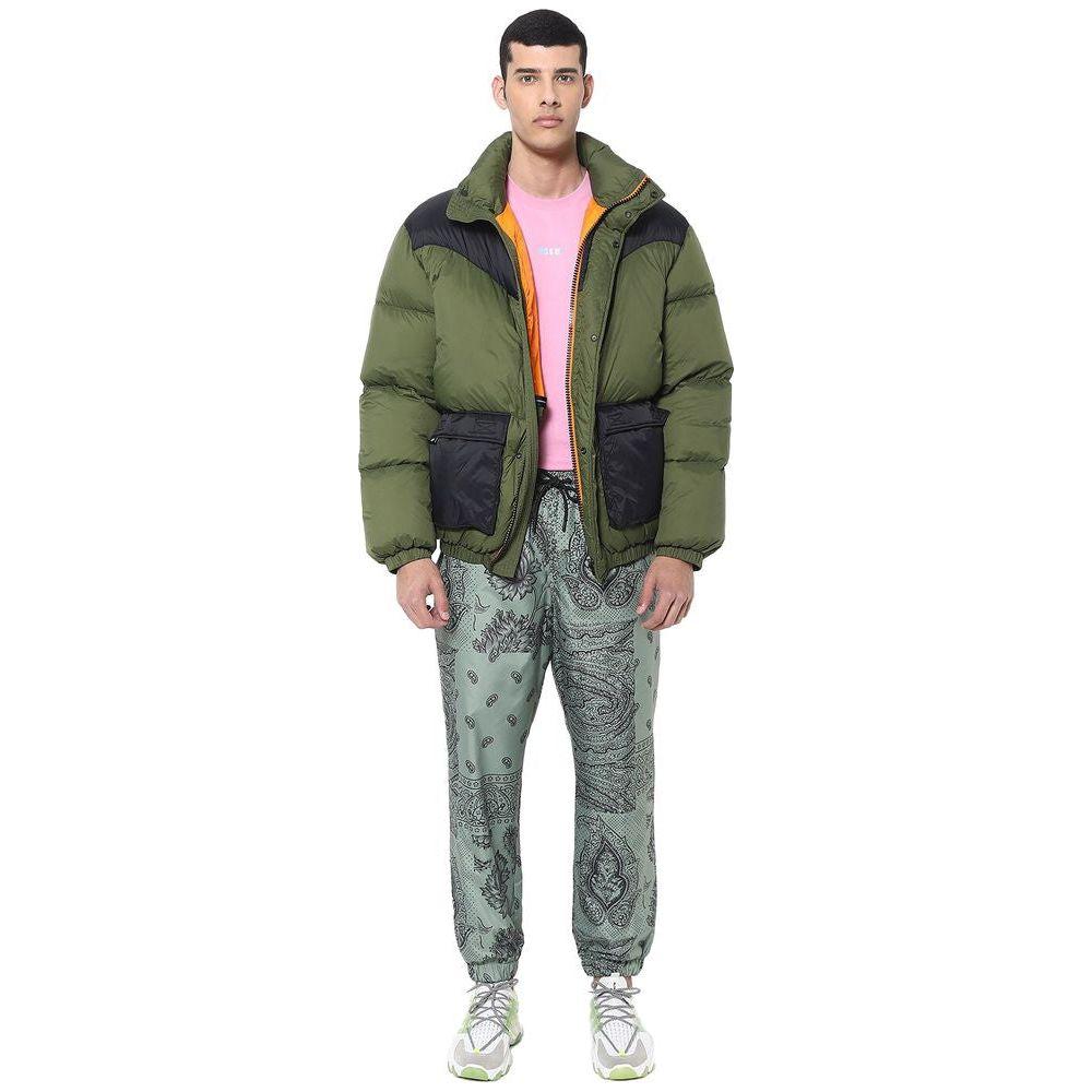 MSGM Green Nylon Men Bomber Jacket MSGM