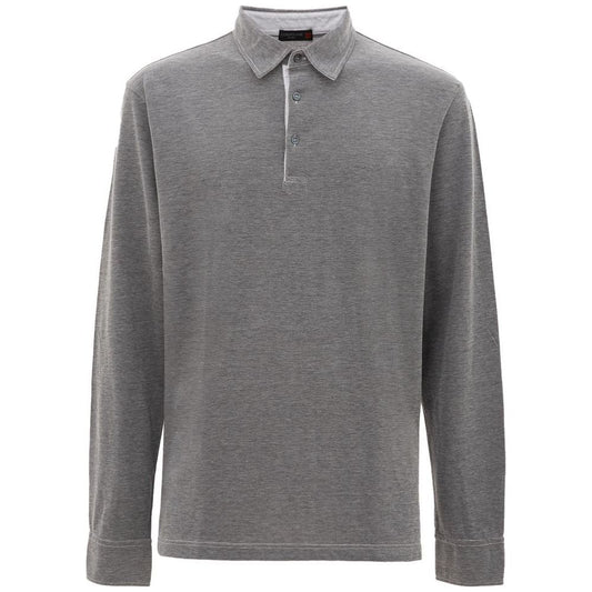 Corneliani Gray Cotton Polo Shirt Corneliani