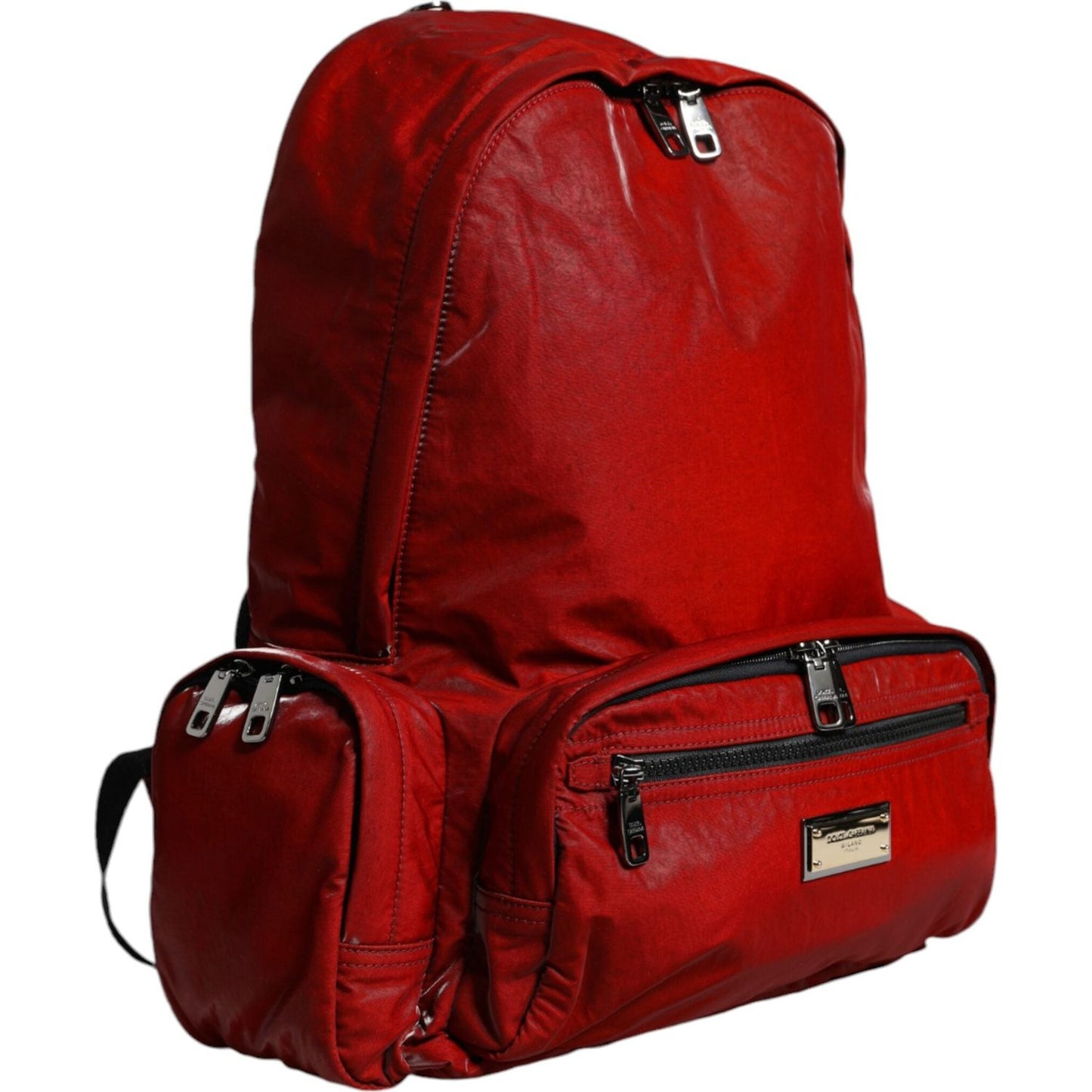 Dolce & Gabbana Red Patent Leather Logo Plaque Backpack Bag Dolce & Gabbana