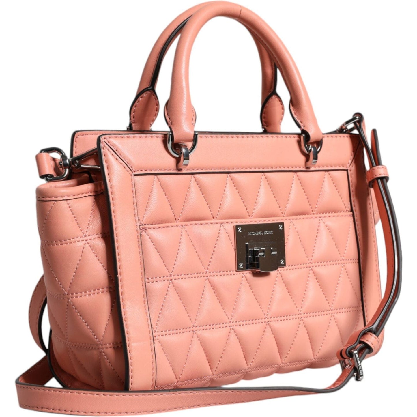 Michael Kors Peach Quilted Leather Logo Crossbody VIVIANNE Messenger Bag Michael Kors