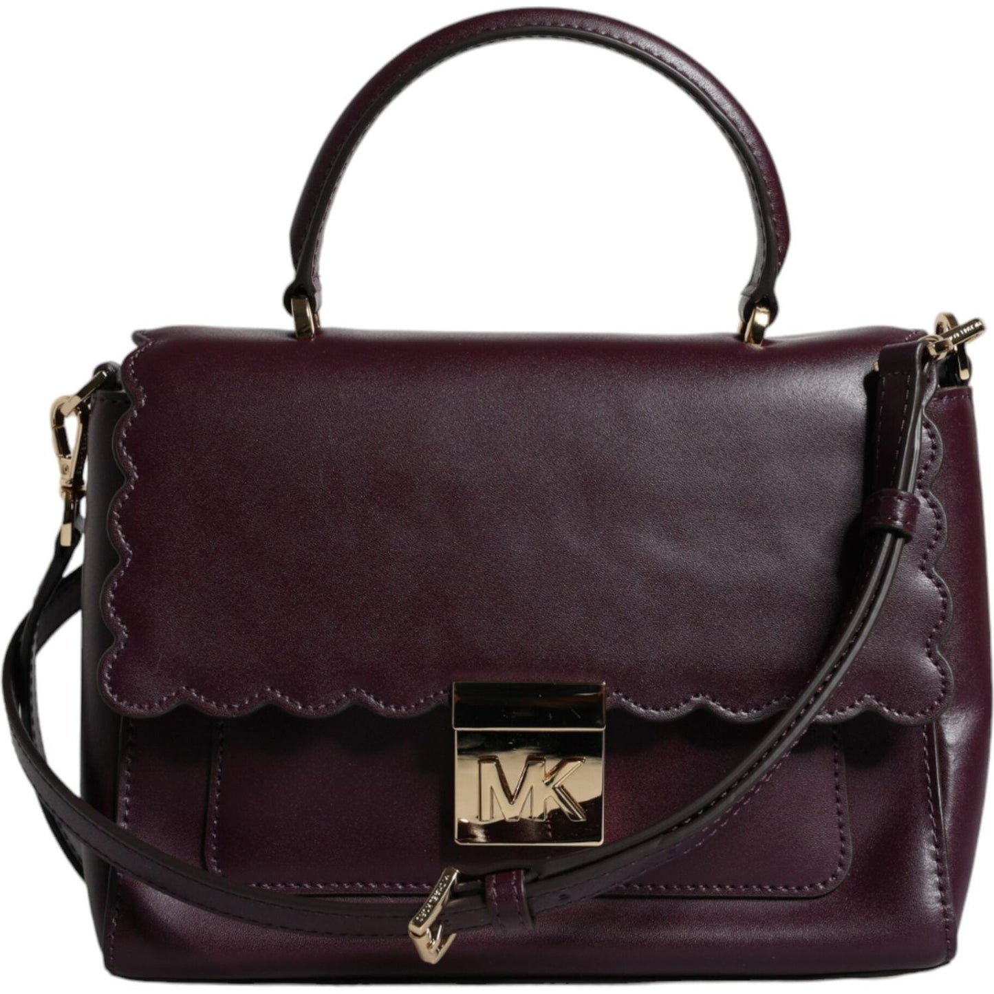 Michael Kors Purple Leather Logo Plaque Crossbody MINDY Satchel Bag Michael Kors