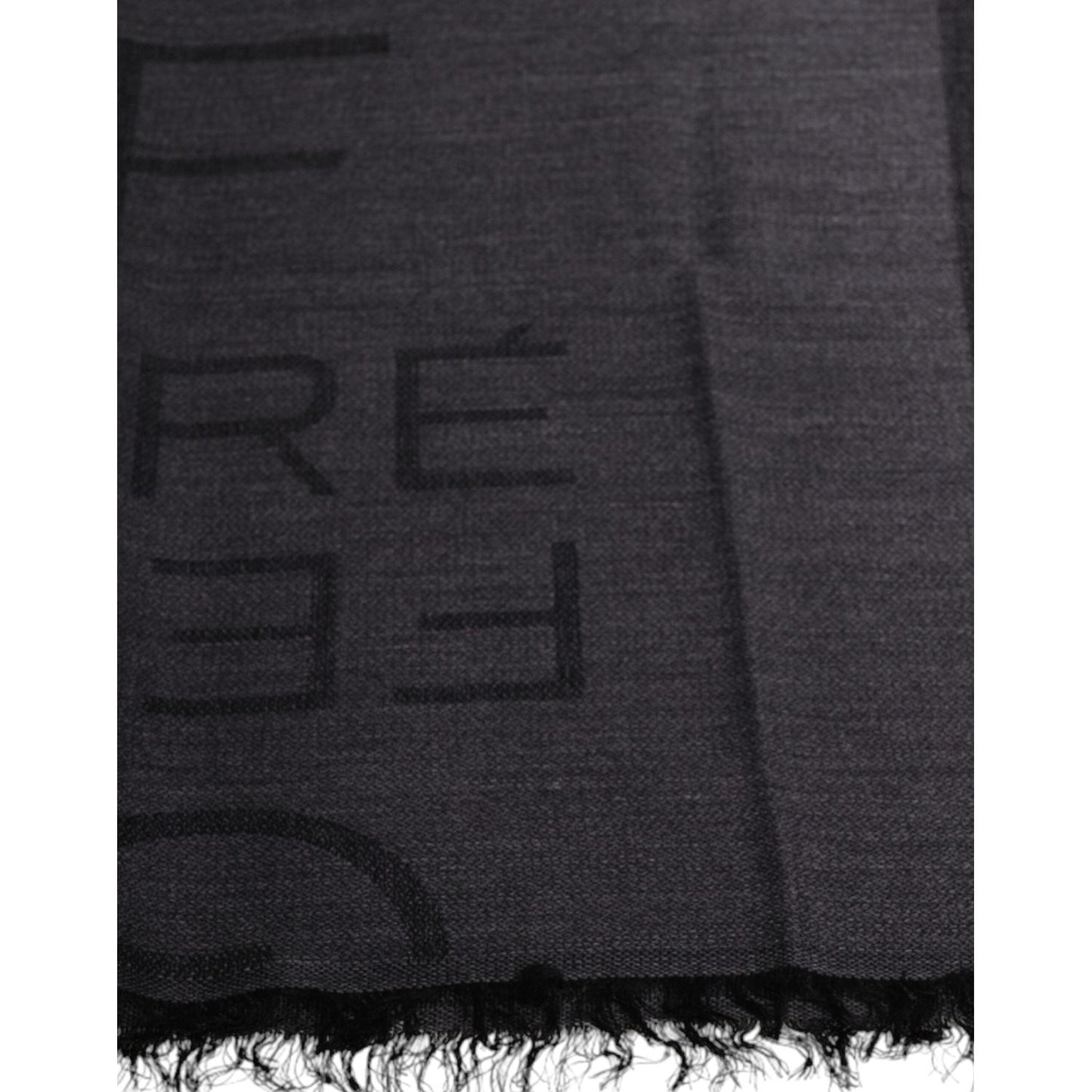 GF Ferre Dark Gray Wool Viscose Foulard Patterned Scarf GF Ferre