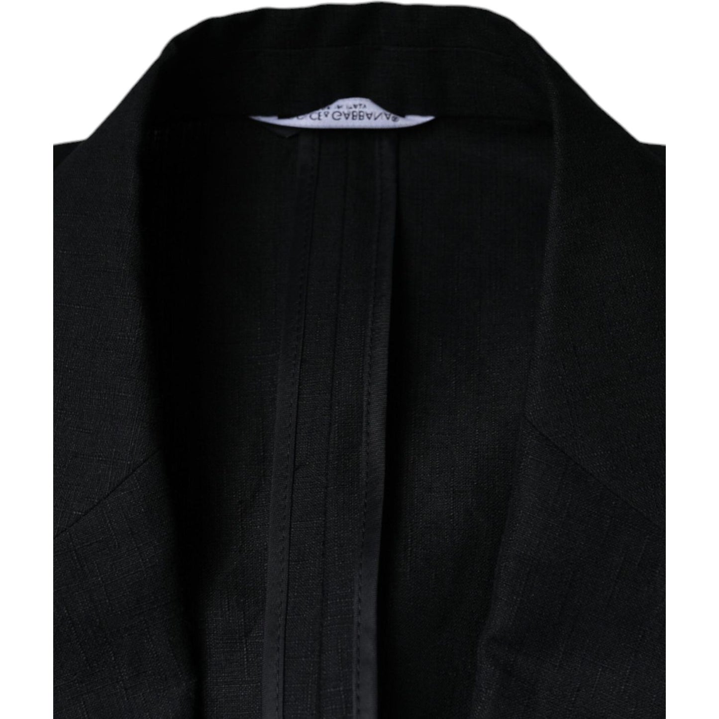 Dolce & Gabbana Black Linen Double Breasted Dress Blazer Dolce & Gabbana